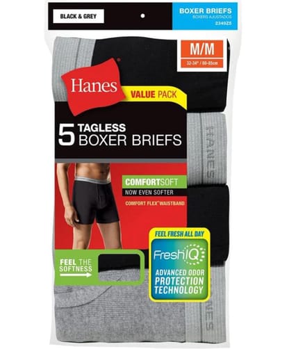 Hanes Mens 100 Cotton Boxer Brief 5 Pack Colors And White 2349z5 Boytique 1030